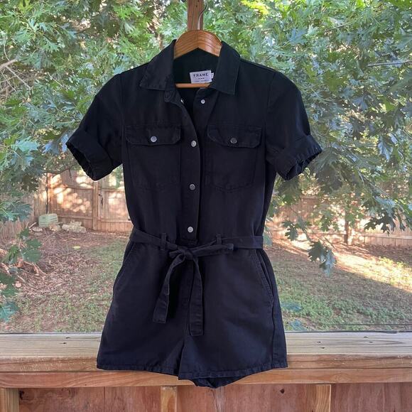 Frame Denim Women's Black Tie-Waist Romper Size XS - Picture 1 of 12